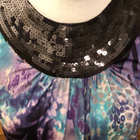 Kiwi Women’s L purple/green black sequin tank top - Picture 5 of 5
